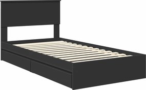 vidaXL Κρεβάτι Αποθήκης Μαύρο 100 x 200 cm Επεξεργασμένο Ξύλο
