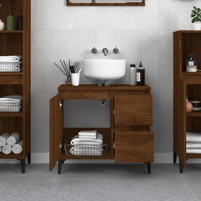 Ντουλάπι Μπάνιου Καφέ Δρυς 65x33x60 εκ. Επεξεργασμένο Ξύλο - Καφέ