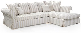 Γωνιακός Καναπές Κρεβάτι NICE, ριγέ άσπρο με μπέζ, 297x90x188cm-Δεξιά γωνία-TED1517