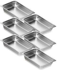 VEVOR 6 Pack Full Size Hotel Pans Steam Table Pan Stainless Steel 4&quot; Deep