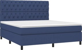 vidaXL Κρεβάτι Boxspring με Στρώμα &amp; LED Μπλε 160x200 εκ. Υφασμάτινο