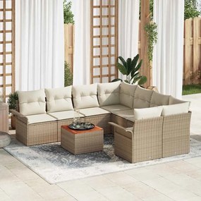 vidaXL Σετ Καναπέ Κήπου με μαξιλάρι 9 pcs Μπεζ, Κρέμα 55 x 55 x 37 εκ