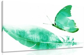 Φτερό εικόνας με πεταλούδα σε πράσινο σχέδιο - 60x40