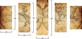ΠΕΝΤΑΠΤΥΧΟΣ ΠΙΝΑΚΑΣ MDF VINTAGE WORLD MAP HM7206.06 100X60x0,3 εκ.