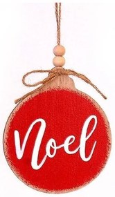 Vetur Στολίδι Κρεμαστό Ξύλινο Noel Φ10cm Κόκκινο 13715-NOEL