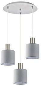 Φωτιστικό Οροφής SE21-NM-4-3NM-SH2 ADEPT TUBE Nickel Matt Pendant Grey Fabric Shade+ - 51W - 100W - 77-8425