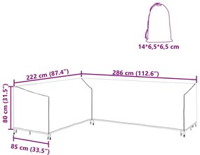 vidaXL Κάλυμμα Επίπλων Εξωτερικού Χώρου 286 x 222 x 80 εκ. Ύφασμα 420D