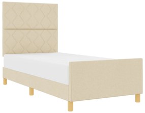 vidaXL βίνταXL Κρεβάτι σε Κρεμ, 100x200 εκ, φτιαγμένο από Ύφασμα