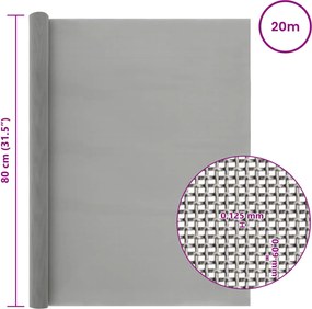 vidaXL Πλέγμα Οθόνης 120 mesh 80 x 2000 cm Ανοξείδωτο Ατσάλι 201 Ασημί
