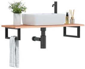 Ράφι Νιπτήρα Τοίχου από Ατσάλι / Μασίφ Ξύλο Δρυός