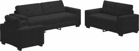 vidaXL Σετ Καναπέ 3 pcs Μαύρο 221 x 80 x 80 εκ Βελούδο
