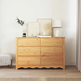 vidaXL Συρταριοθήκη με ράφι Καφέ 111 x 43 x 73.5 εκ. Μασίφ ξύλο πεύκου