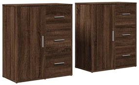 vidaXL Βοηθητικά Ντουλάπια 2 τεμ. Καφέ Δρυς 60x31x70εκ. Επεξεργ. Ξύλο
