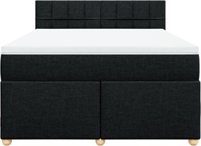 vidaXL Κρεβάτι Boxspring με Στρώμα Μαύρο 140x190 εκ. Υφασμάτινο