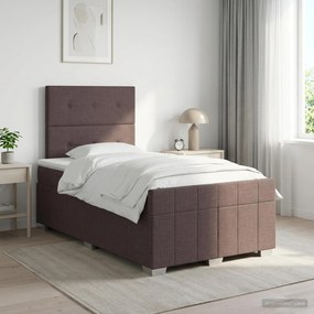 vidaXL Κρεβάτι box spring με στρώμα Σκούρο Καφέ 120 x 190 cm Ύφασμα