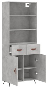 vidaXL Ντουλάπι Γκρι Σκυροδέματος 69,5x34x180 εκ. Επεξεργασμένο Ξύλο