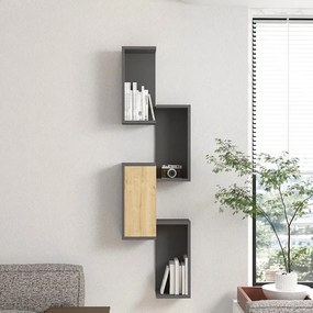 Ραφιέρα τοίχου Kongo oak - ανθρακί 44x20x159 εκ. 44x20x159 εκ.