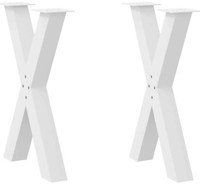VidaXL Πόδια Τραπεζαρίας σε Σχήμα Χ, 2 τεμ. Λευκά 60x(72-73) εκ. Ατσάλι