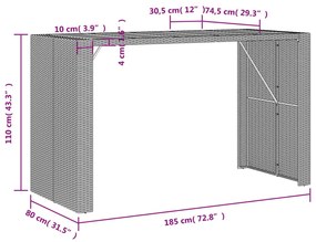 Τραπέζι Κήπου Επιφάνεια Ακακίας Μαύρο 185x80x110εκ. Συνθ. Ρατάν - Μαύρο