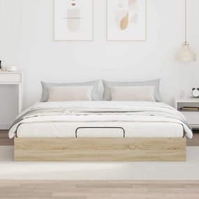 vidaXL Κρεβάτι Οθωμανικού Τύπου Δρύς Sonoma 203 x 160 x 25 εκ