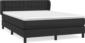 vidaXL Κρεβάτι Boxspring με Στρώμα Μαύρο 140x200εκ.από Συνθετικό Δέρμα