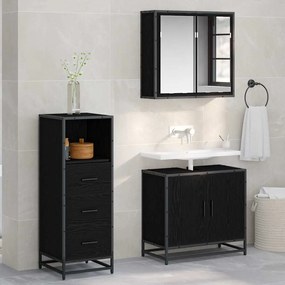 vidaXL Ντουλάπι Μπάνιου με συρτάρι Μαύρη δρυς 35 x 37.5 x 100 εκ.