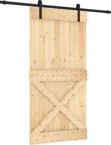 vidaXL Συρόμενη Πόρτα Φυσικό και Μαύρο 100 x 210 cm