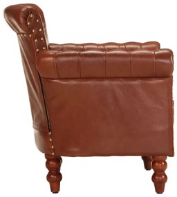 vidaXL Πολυθρόνα Καφέ από Γνήσιο Δέρμα Κατσίκας