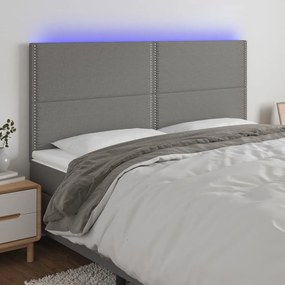 Κεφαλάρι Κρεβατιού LED Σκούρο Γκρι 200x5x118/128εκ. Υφασμάτινο 3122307