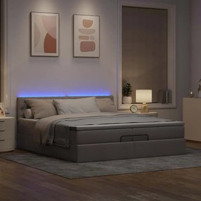VidaXL Οθωμανικό κρεβάτι με στρώματα & LEDs Taupe 200x200cm ύφασμα
