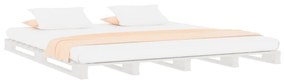 Κρεβάτι από Παλέτες Λευκό 120x190 εκ. Μασίφ Πεύκο Small Double - Λευκό