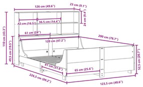 ΚΡΕΒΑΤΙ ΒΙΒΛΙΟΘΗΚΗ ΧΩΡΙΣ ΣΤΡΩΜΑ ΚΑΦΕ 120X200 ΕΚ ΜΑΣΙΦ ΠΕΥΚΟ 3323811