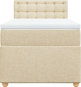vidaXL Κρεβάτι Boxspring με Στρώμα Κρεμ 90x200 εκ.Υφασμάτινο