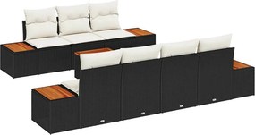 vidaXL Σετ Καναπέ Κήπου με μαξιλάρι 8 pcs Μαύρο Πολυ ράταν