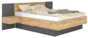 Κρεβάτι διπλό Kantri pakoworld σε sonoma - γκρι απόχρωση 160x200εκ