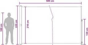 vidaXL Ανακλινόμενος Πλευρικός Απλώστρα Ορθογώνιος 220 x 500 cm