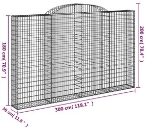 vidaXL Συρματοκιβώτια Τοξωτά 6 τεμ. 300x30x180/200 εκ. Γαλβαν. Ατσάλι