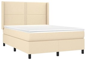 vidaXL Κρεβάτι Boxspring με Στρώμα Κρεμ 140x190 εκ. Υφασμάτινο