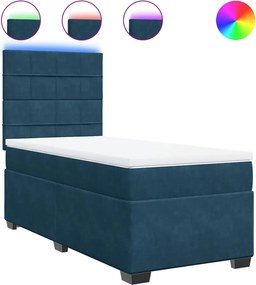 vidaXL Κρεβάτι Boxspring με Στρώμα Μπλε 100x200 εκ. Βελούδινο