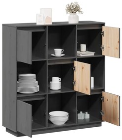 vidaXL Ντουλάπι Ψηλό Γκρι 110,5 x 35 x 117 εκ. από Μασίφ Ξύλο Πεύκου
