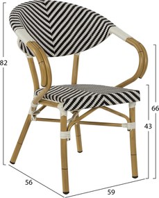 ΠΟΛΥΘΡΟΝΑ BAMBOO LOOK HM5861.01 ΜΑΥΡΟ-ΛΕΥΚΟ 57x55x82 εκ.