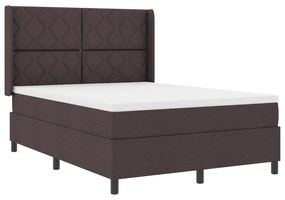 vidaXL Κρεβάτι Box Spring με Στρώμα Καφέ 140x190 εκ. Υφασμάτινο