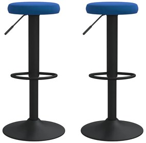 vidaXL Σκαμπό Μπαρ 2 τεμ. Μπλε Βελούδινα