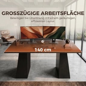 Γραφείο με 4 ανοιχτά ράφια, industrial design, 140 cm, καφέ-μαύρο