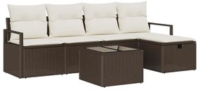 vidaXL Σετ Καναπέ Κήπου με μαξιλάρι 6 pcs Καφέ Πολυ ράταν