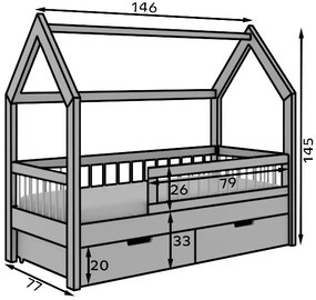 Παιδικό κρεβάτι Luca-Gkri-70 x 140