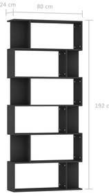 vidaXL Βιβλιοθήκη/Διαχωριστικό Χώρου Μαύρο 80x24x192 εκ. Επεξ. Ξύλο