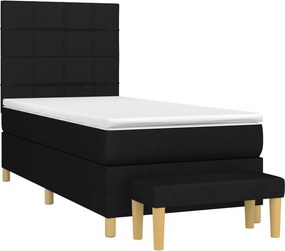 vidaXL Κρεβάτι Boxspring με Στρώμα Μαύρο 100 x 200 εκ. Υφασμάτινο
