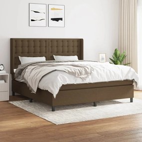 Κρεβάτι Boxspring με Στρώμα Σκούρο Καφέ 160x200 εκ Υφασμάτινο - Καφέ