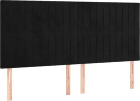 vidaXL Κρεβάτι Boxspring με Στρώμα Μαύρο 180x200 εκ. Βελούδινο